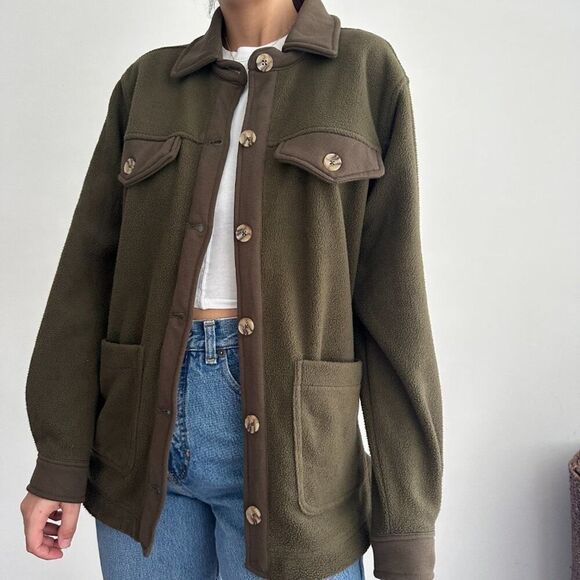 NWT Blank NYC olive green fleece shirt shacket - Picture 4 of 9